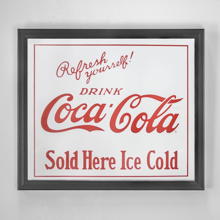 Coca Cola Sold Here Framed On Glass Textual Art